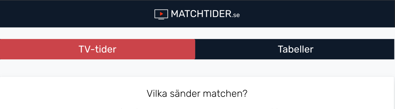 Matchtider.se Tv-tablå